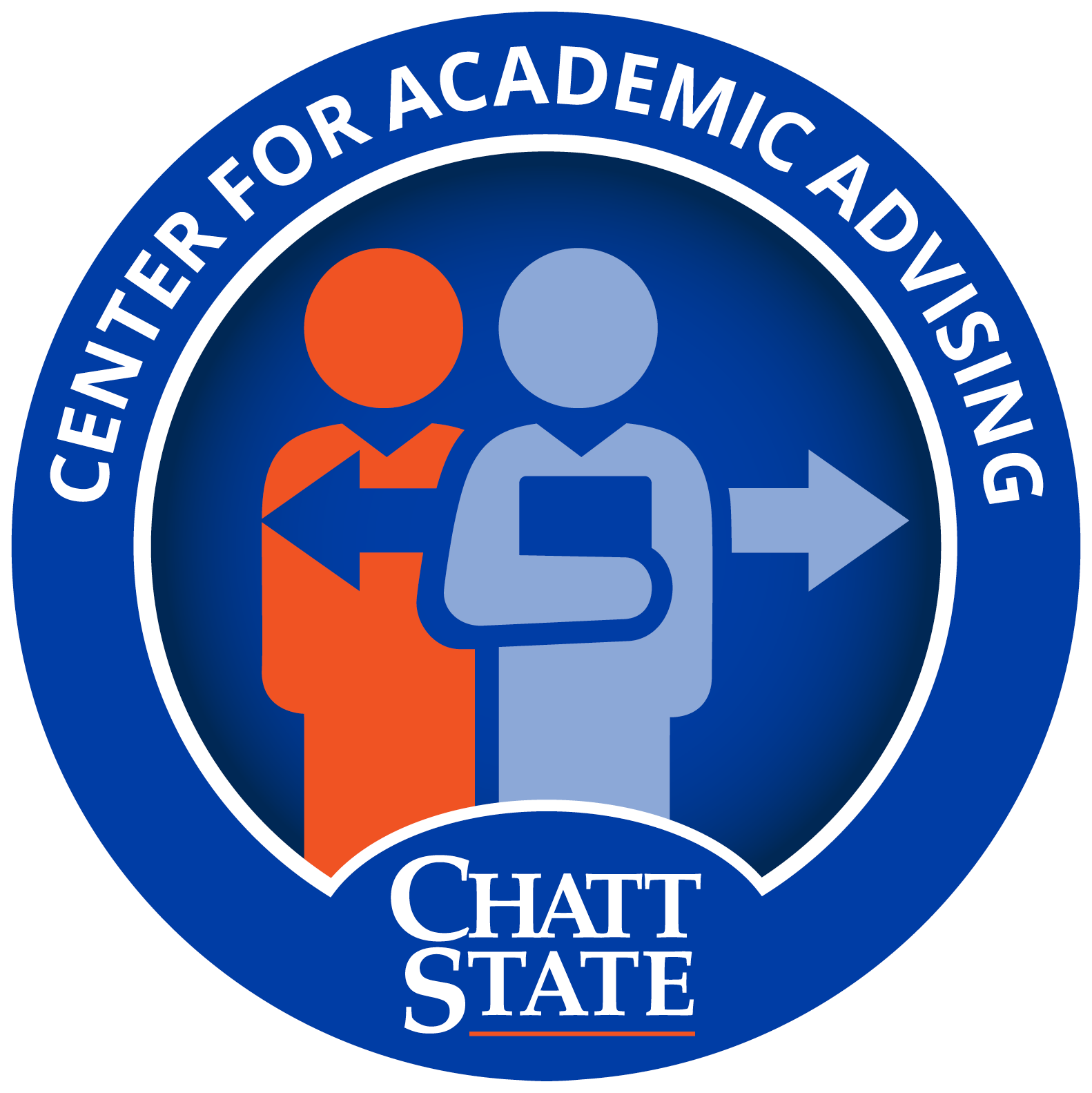Center for Academic Advising Badge with ChattState Logo on a blue circle